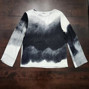 Marimekko Black and White Gradient Long-Sleeve Blouse